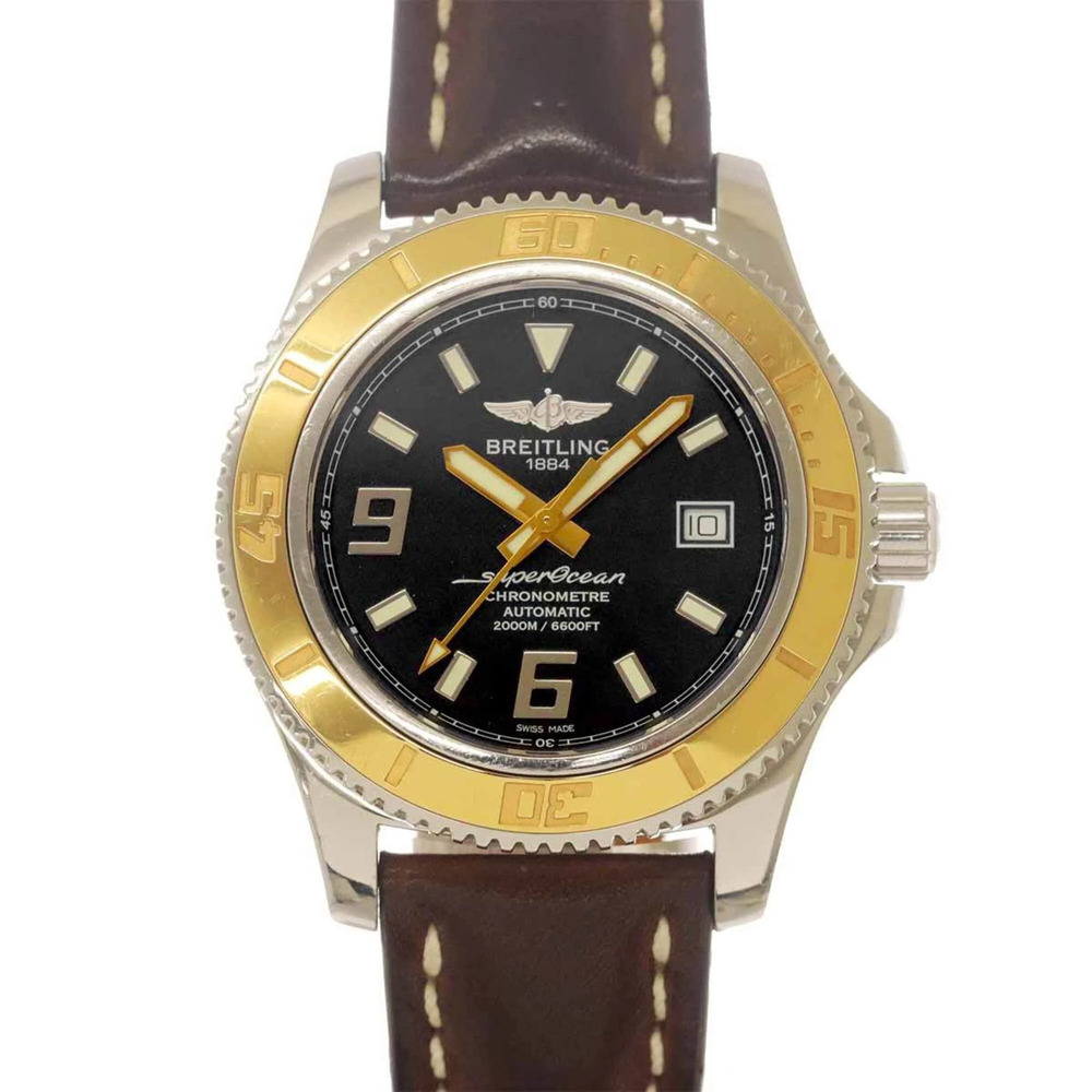 Breitling Superocean 44 Two-Tone C17391 Men's Watch, Date, Black/PG Pink Gold...